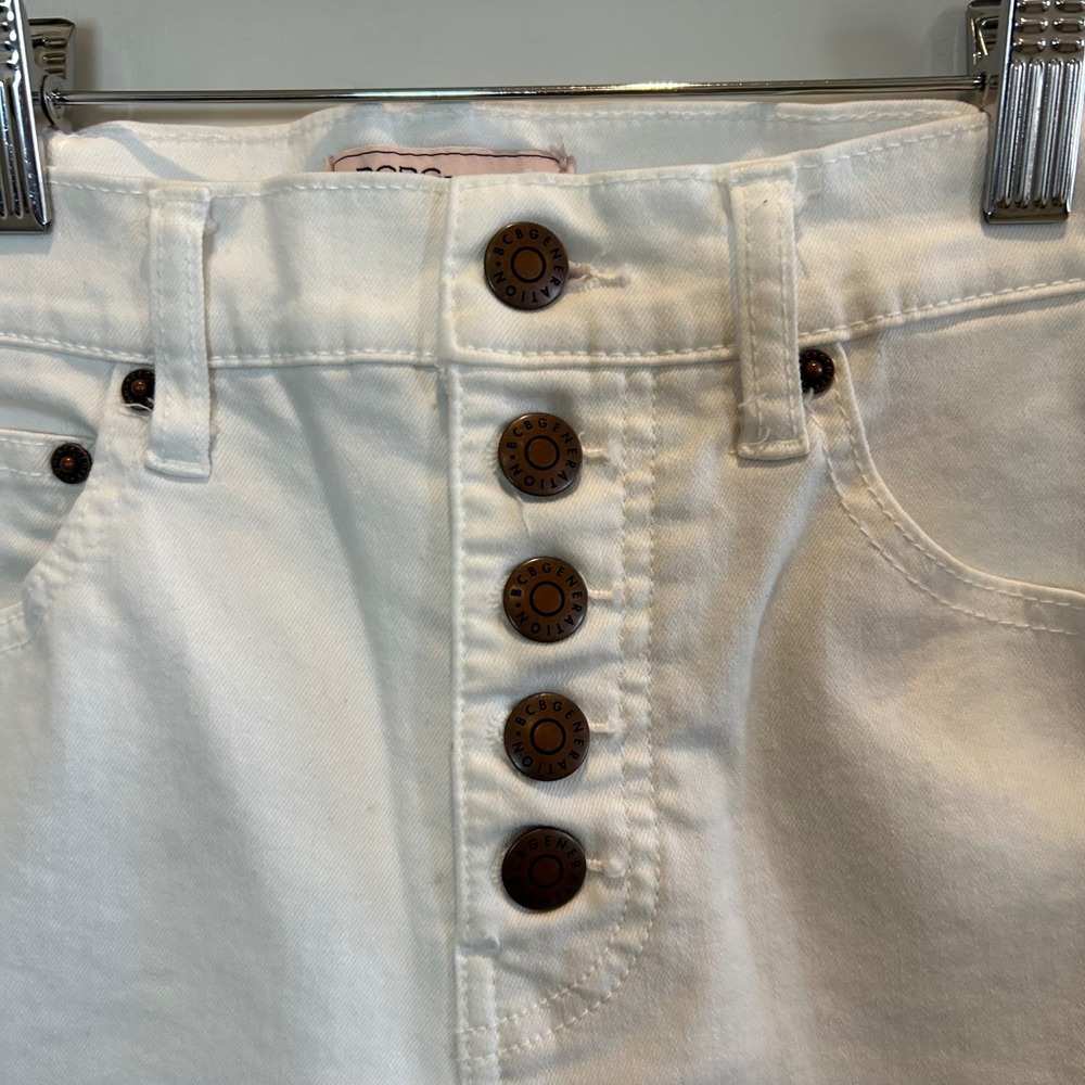 BCBGeneration Womens High Rise White Skinny Jeans Button‎ Fly Size 25 0387 - Picture 2 of 8